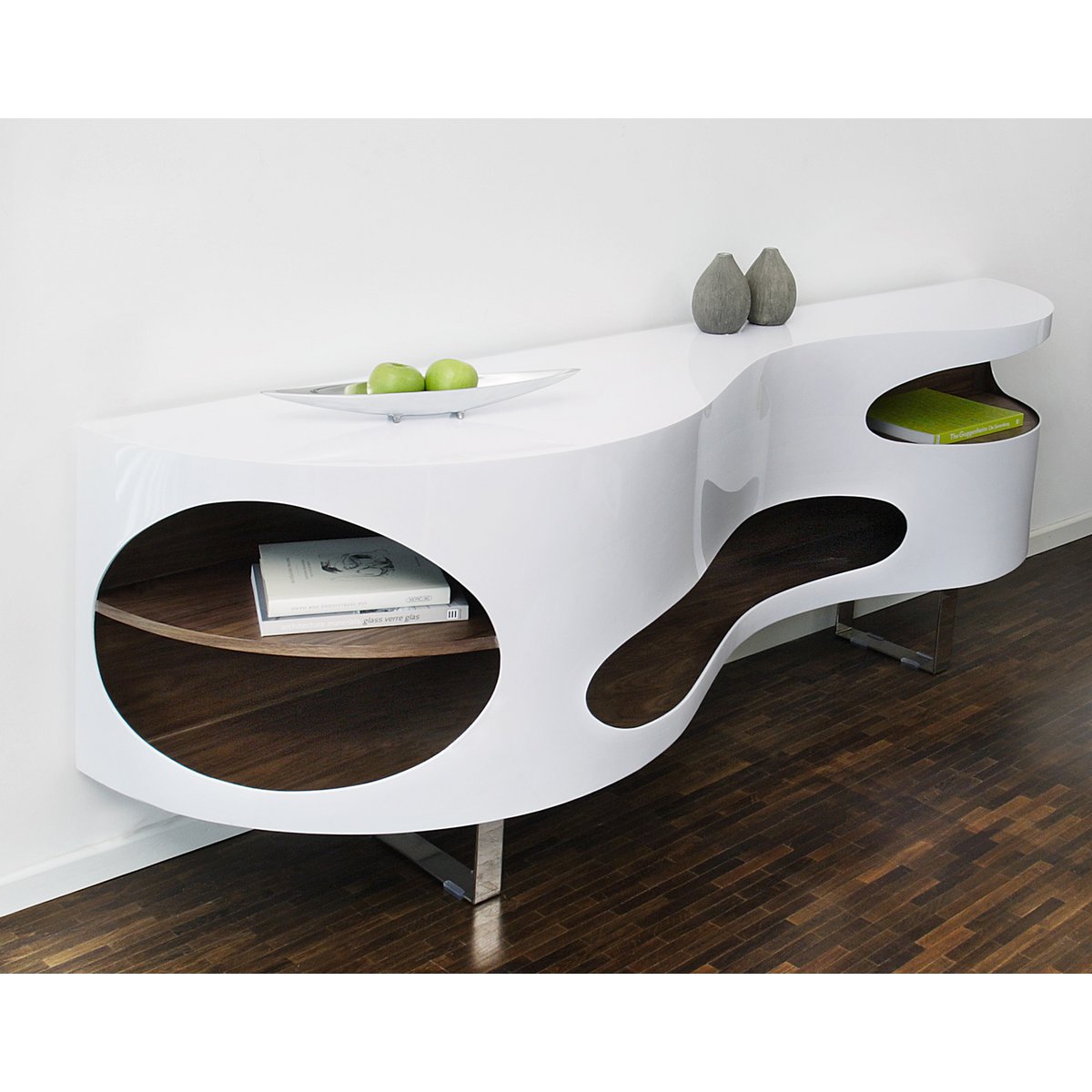 Dressoir 200x50x60 cm wit walnoot metaal MDF