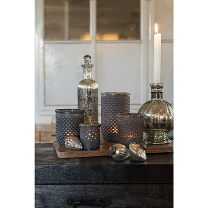 Tealight holder Ø 6x7 cm Grey Glass Tealight holder