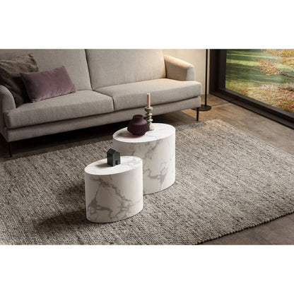 Salontafel set 2 stuks marmerlook wit