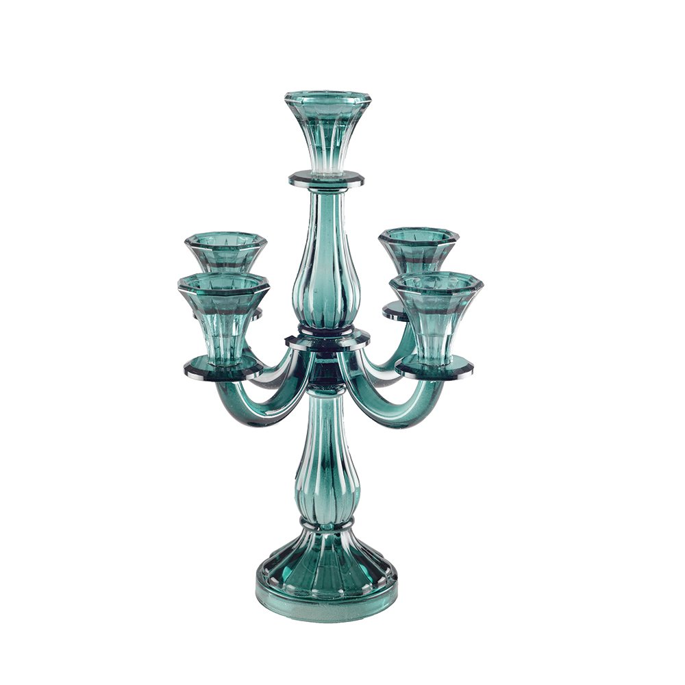 Kandelaar 5-lichts turquoise 35 cm