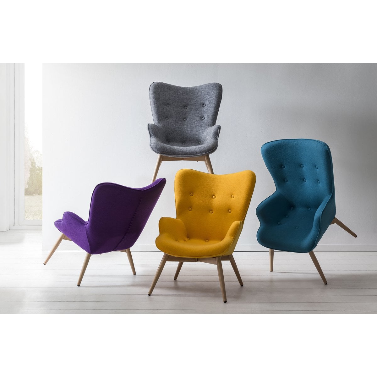 Fauteuil grijs geweven stof 80x99x92 cm