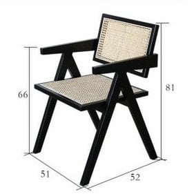 Stoel Pierre Jeanneret Hout en Rotan Hoge Kwaliteit