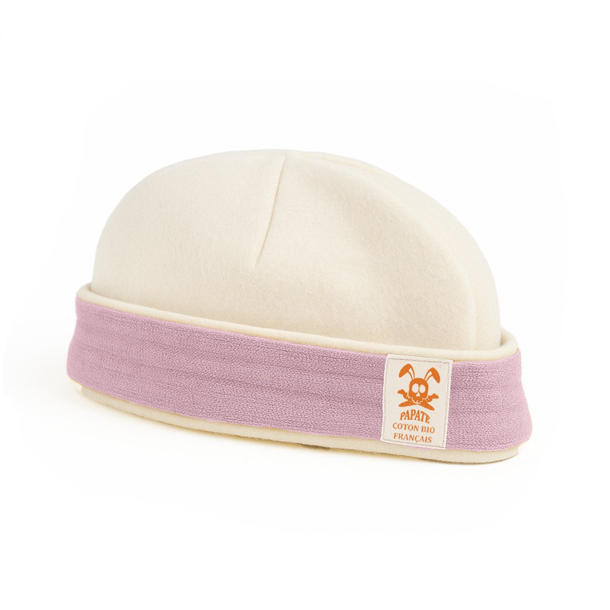 Newborn organic cotton hat white and pink