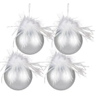 Christmas Ball Set of 4 Ø 10 cm Silver-colored White Glass Christmas Decoration