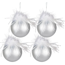 Christmas Ball Set of 4 Ø 10 cm Silver-colored White Glass Christmas Decoration