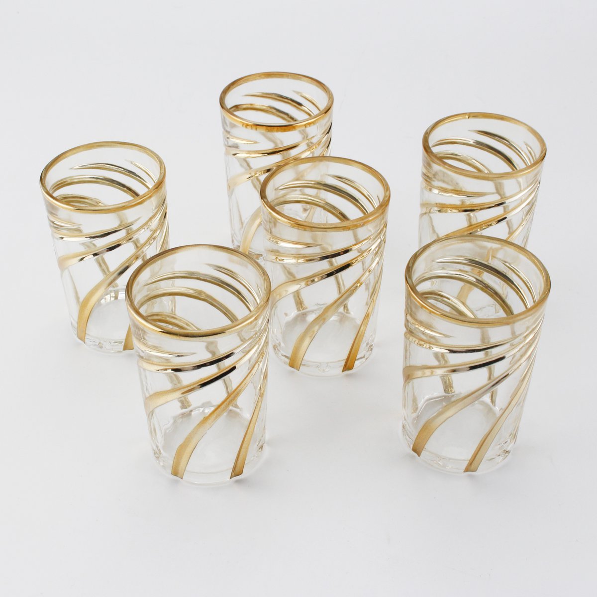 Golden Spiral Tea Cups - Lot of 6