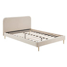 Upholstered bed with beige velvet cover 140x200 cm