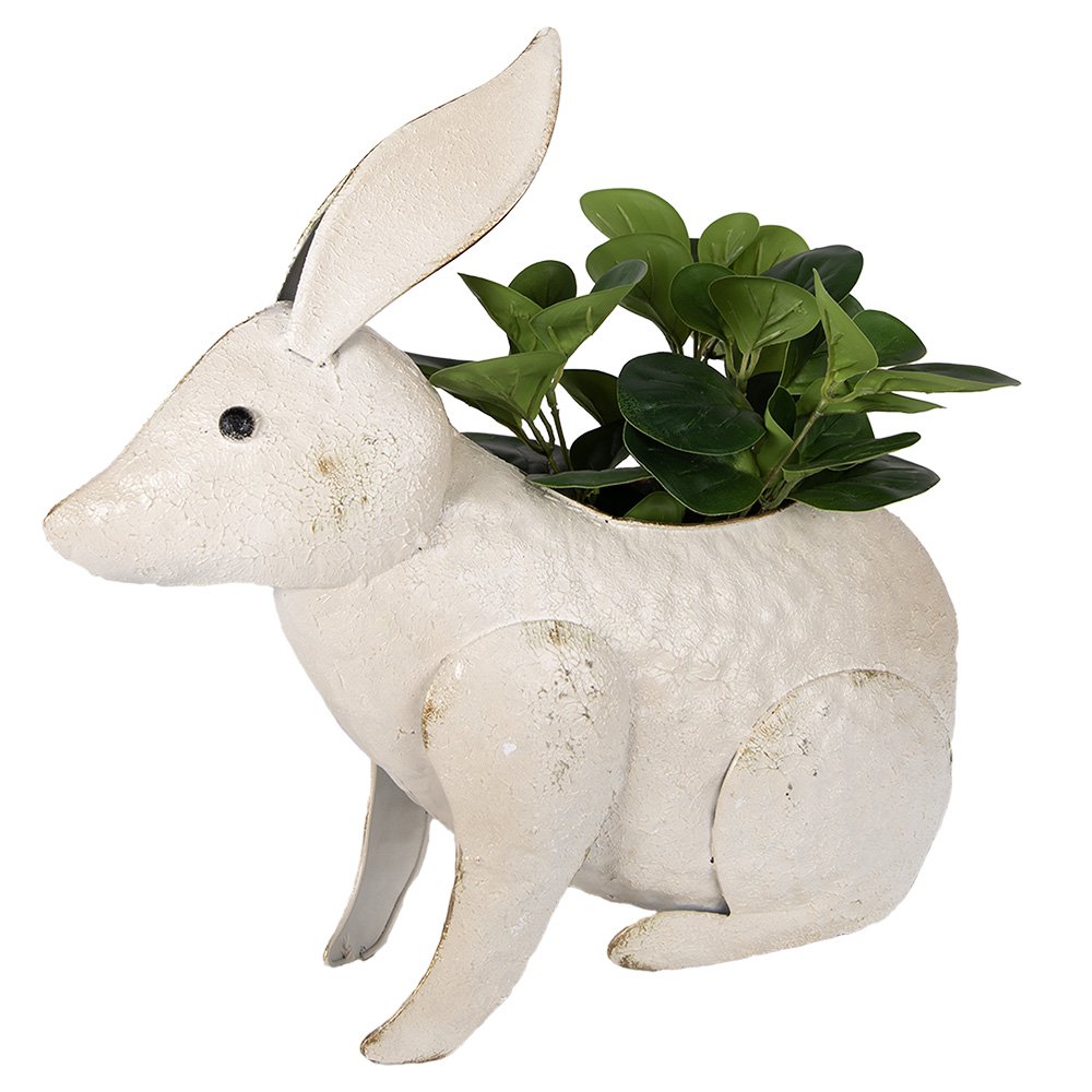 Plantenhouder konijn 40 cm beige metaal