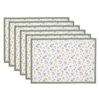 Placemats set van 6 48x33 cm wit groen