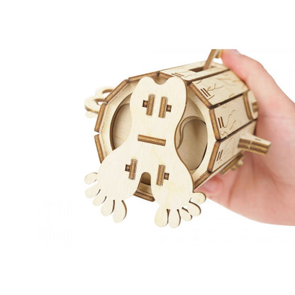 Houten puzzel spaarpot 15x13x15 cm