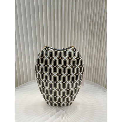Vaas 26x20 cm porselein keramiek zwart goud wit