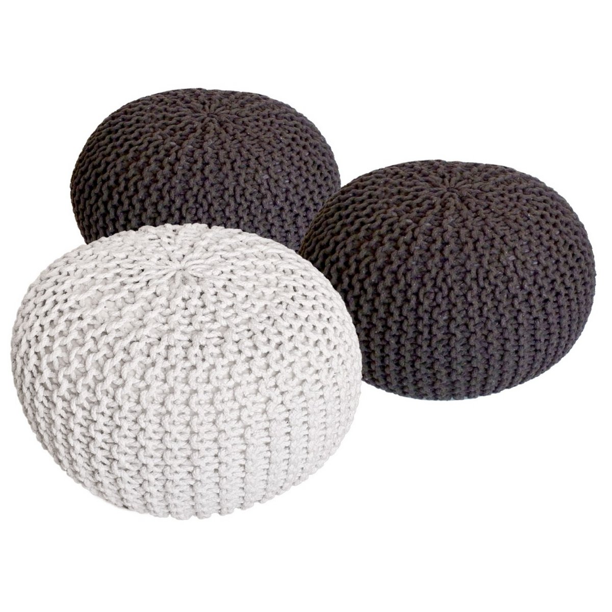 Pouf set 3 stuks Ø 55 cm gerecycled katoen