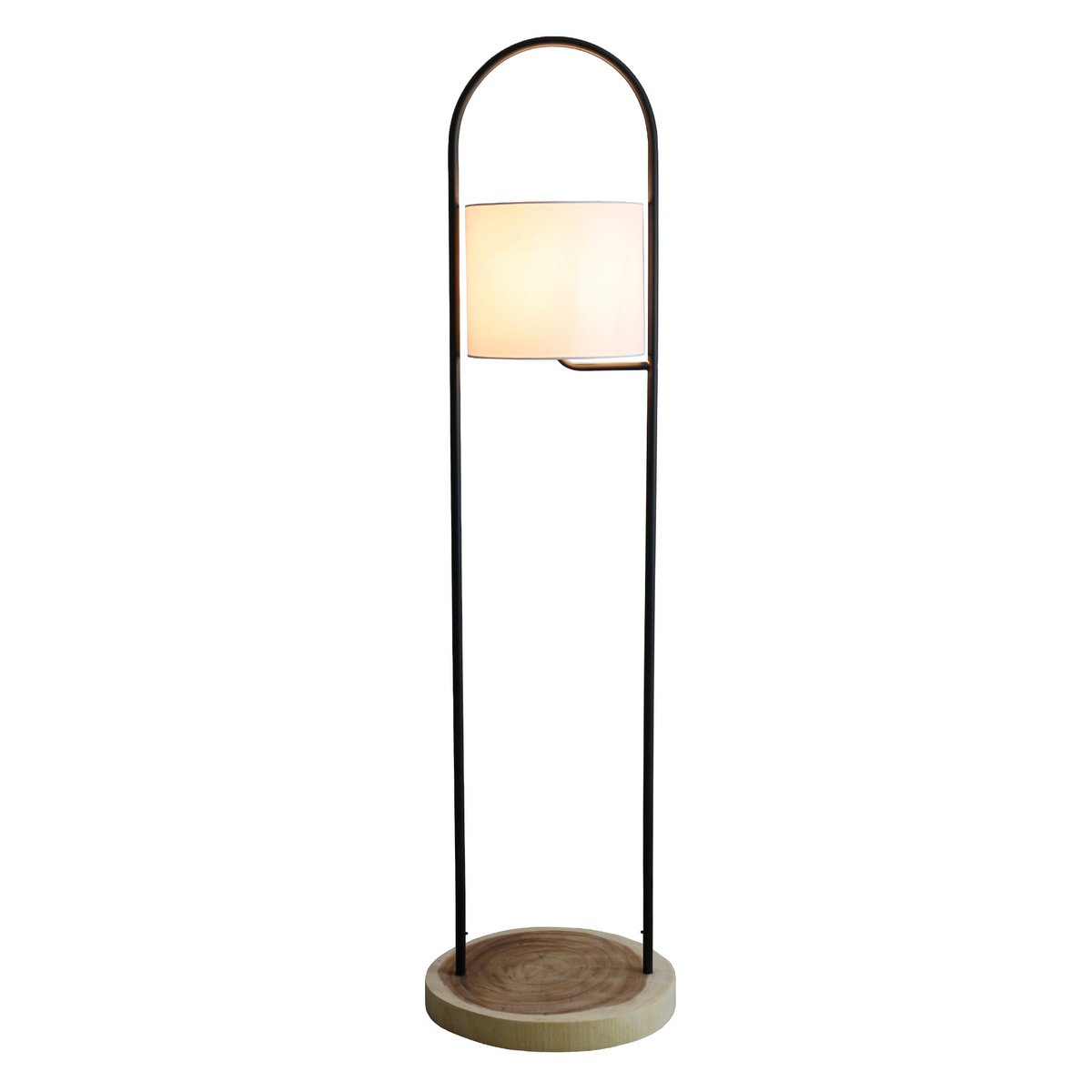 Vloerlamp acaciahout naturel/wit 153 cm plantenframe