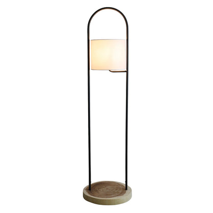 Vloerlamp acaciahout naturel/wit 153 cm plantenframe