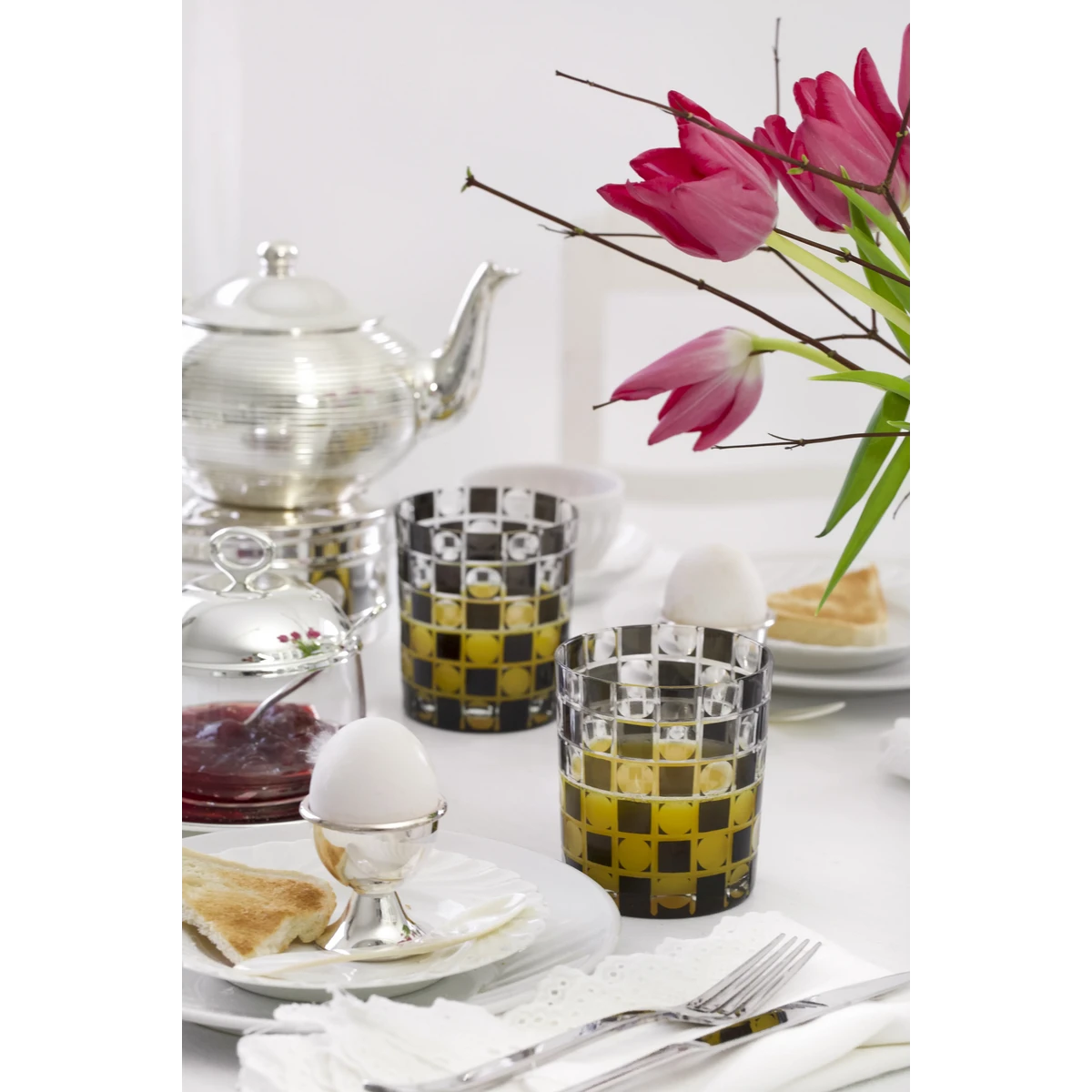 Eierdopjes set van 2 verzilverd 5 cm