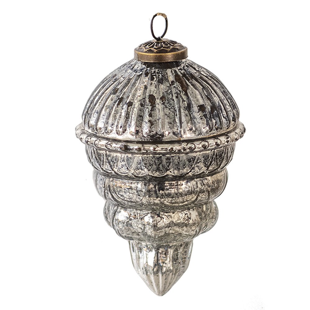Christmas bauble Ø 10 cm Silver coloured Glass Christmas decoration