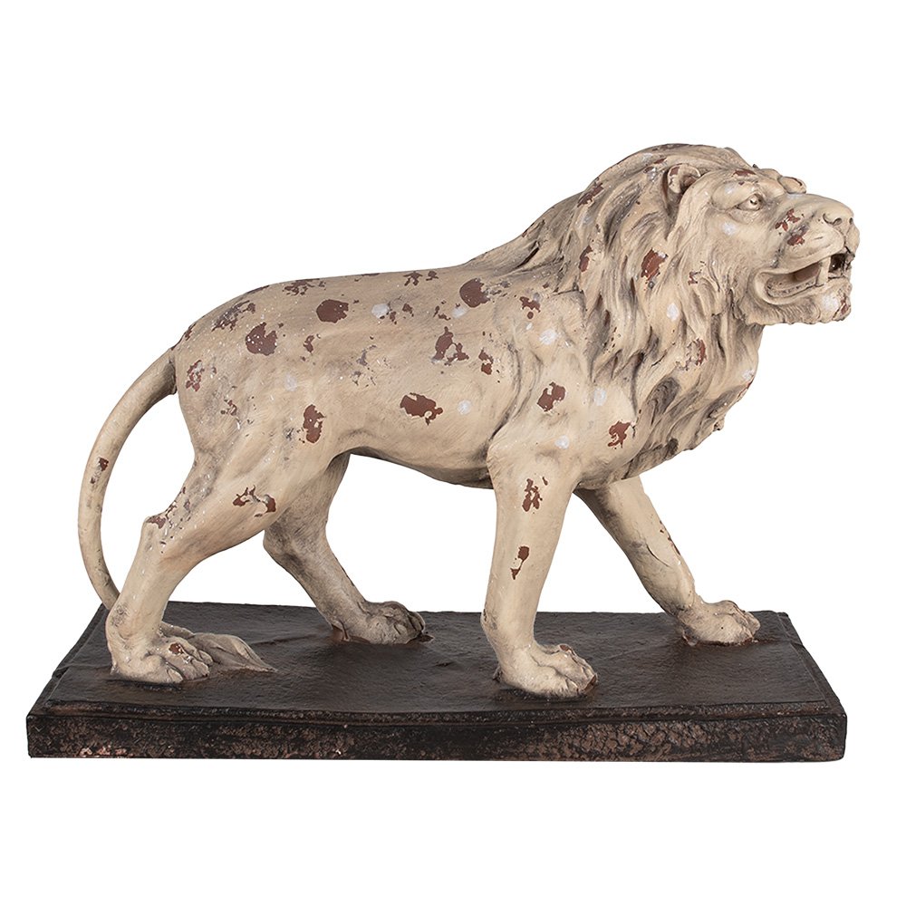 Beeld leeuw 55x23x40 cm beige bruin magnesium