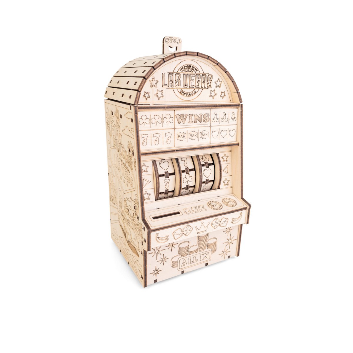 Eco Wood Art (EWA) DIY 3D Mechanische Houten Puzzel, One-Armed Bandit, 4585, 25,3x11,7x13,6