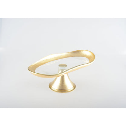 Gold cake stand on foot small model 27.5x14.5x10cm