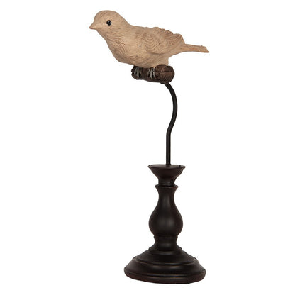 Decoratie Beeld Vogel 12x7x21 cm Beige Kunststof