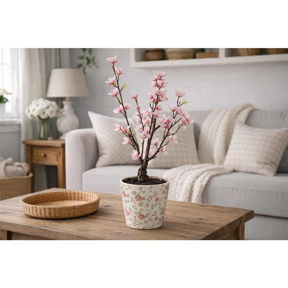 Bloempot Ø 17x16 cm roze beige keramiek