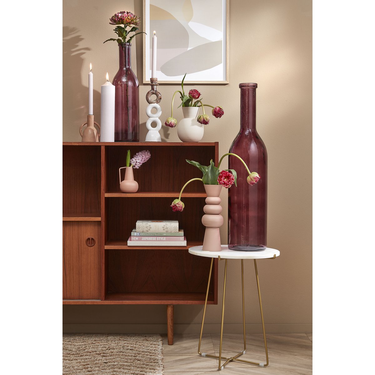 Flesvaas 50 cm roségoud glas