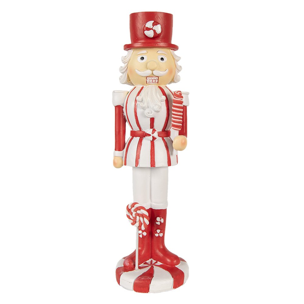 Notenkraker beeld 23 cm rood wit polyresin