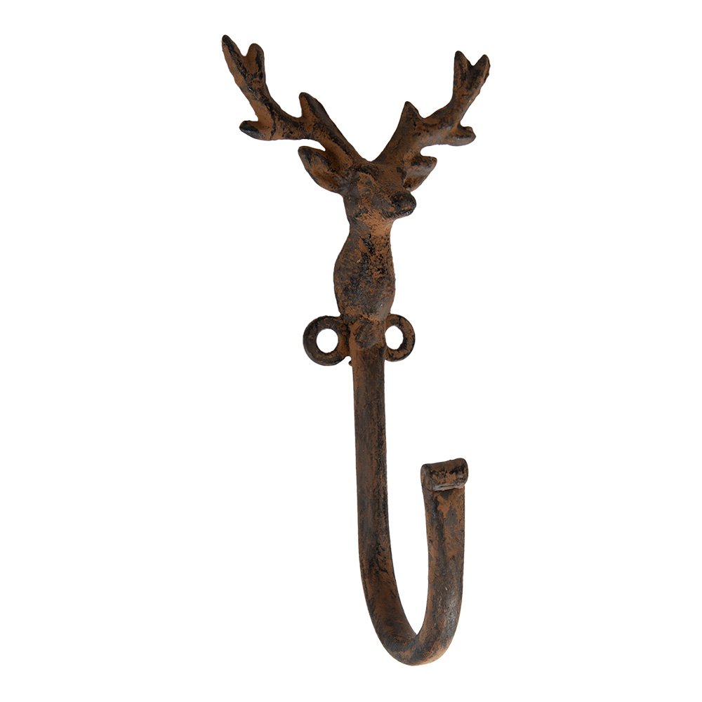Wandhaak hert 8x6x16 cm bruin metaal