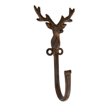 Wandhaak hert 8x6x16 cm bruin metaal