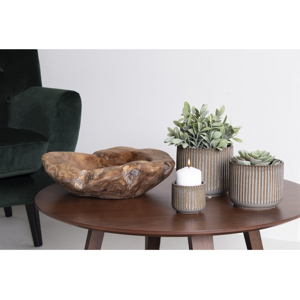 Teakhouten kom Ø40x12 cm natuurlijk