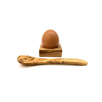 Eierhouder olijfhout met eierlepel