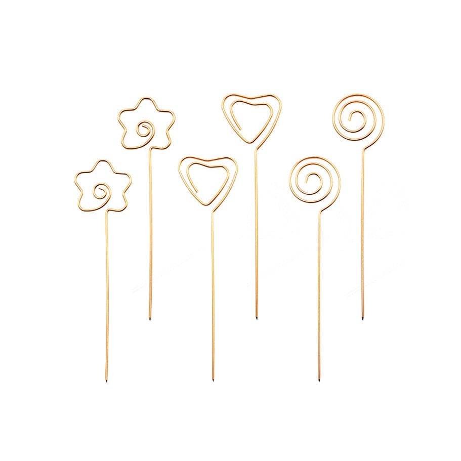Aperitief spikes 6 stuks goud metaal 13.5 cm
