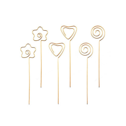 Aperitief spikes 6 stuks goud metaal 13.5 cm