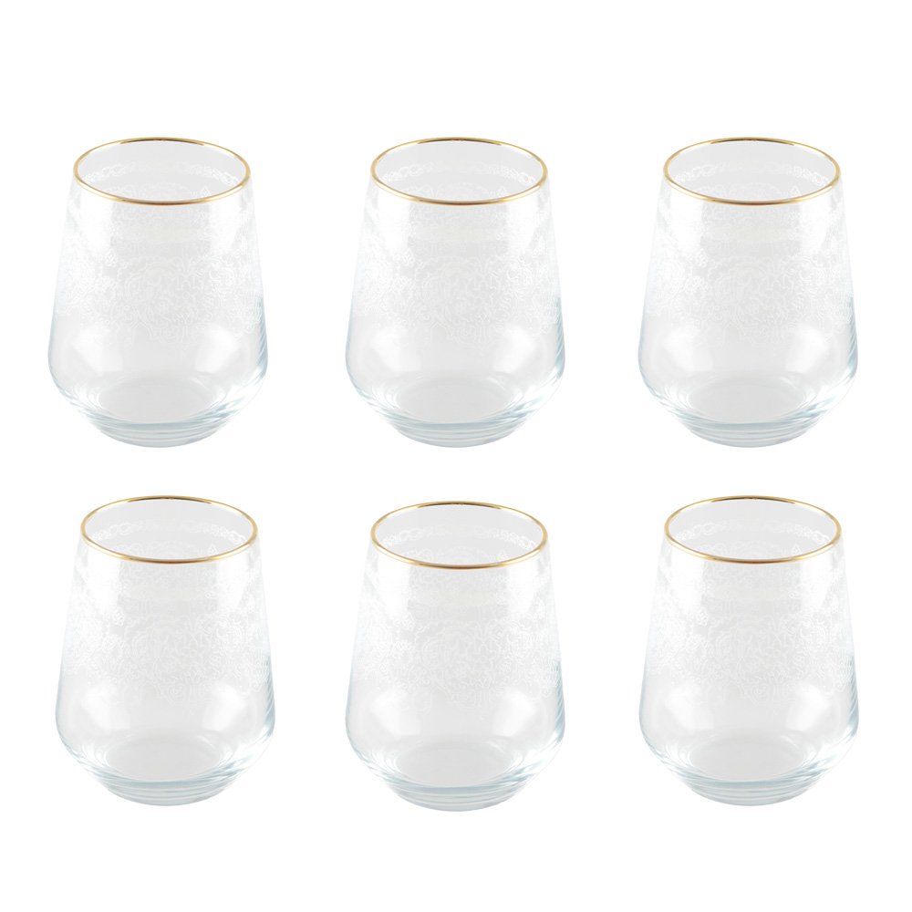 Waterglazen Arabisch 6 stuks transparant goud