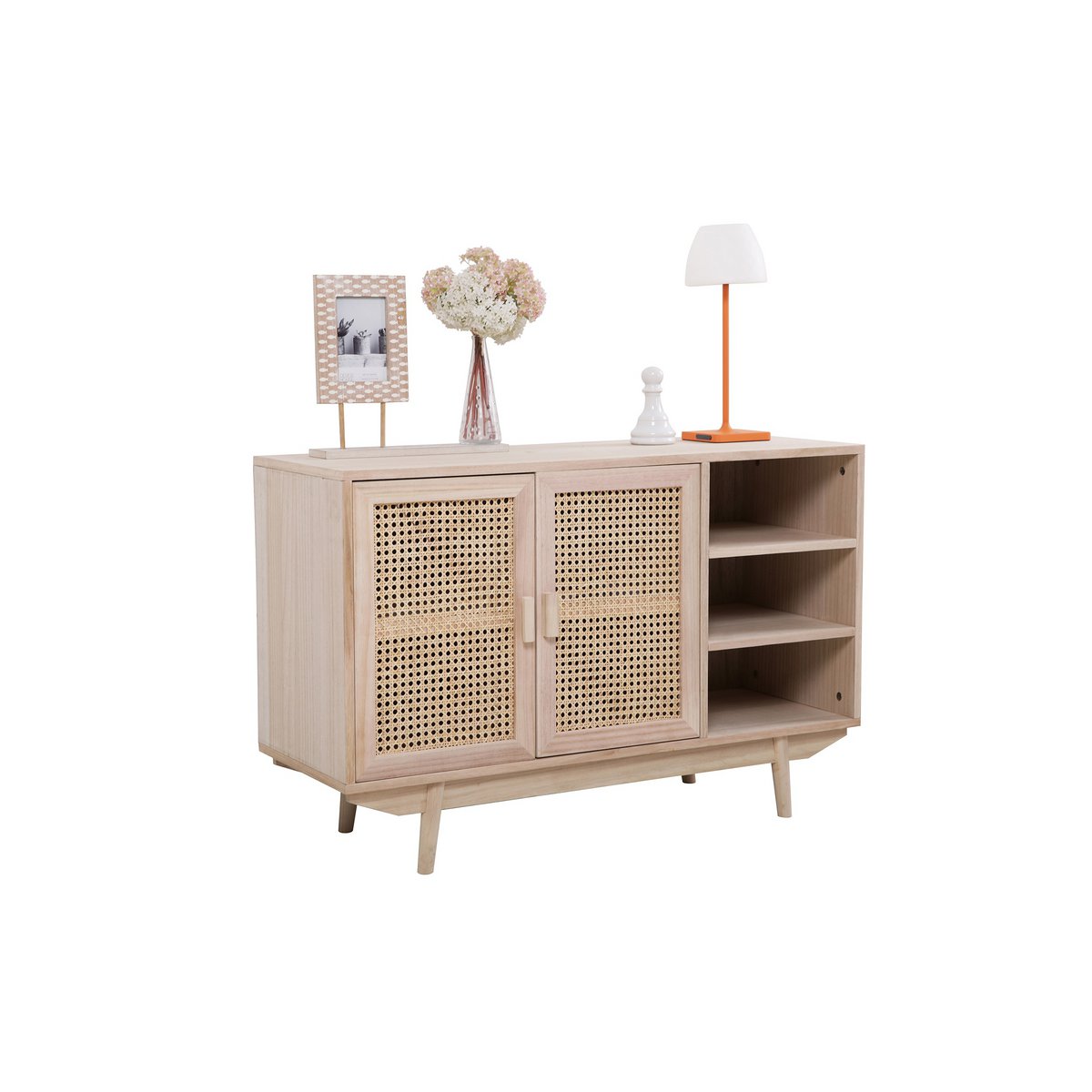 Dressoir 100x36x65 cm rotan MDF Paulownia