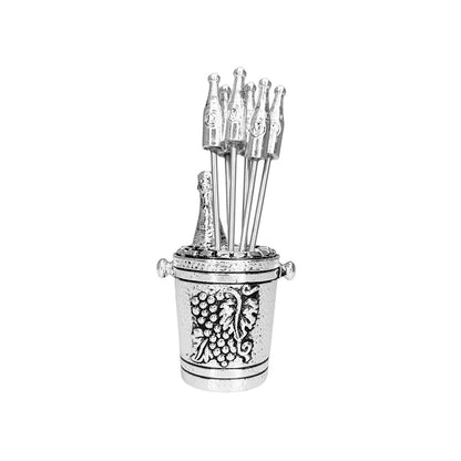 Aperitiefprikkers zilver 4x4x10 cm hars metaal