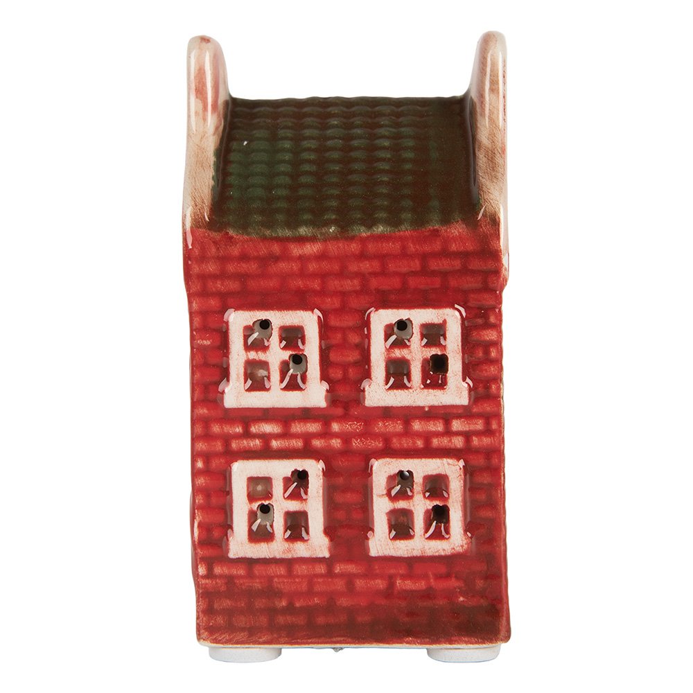 Decoratiehuis LED 4x4x8 cm rood keramiek