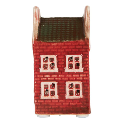 Decoratiehuis LED 4x4x8 cm rood keramiek