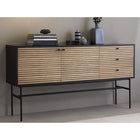 Sideboard black/oak real wood veneer