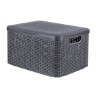 Opbergmand met deksel 30L antraciet 44x33x25 cm