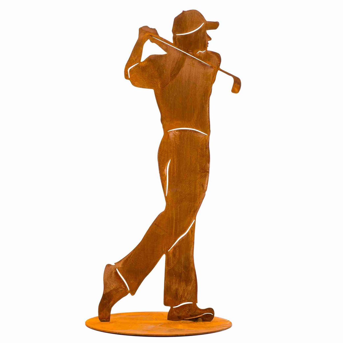 Golfspeler decoratiefiguur metaal 20 cm of 40 cm