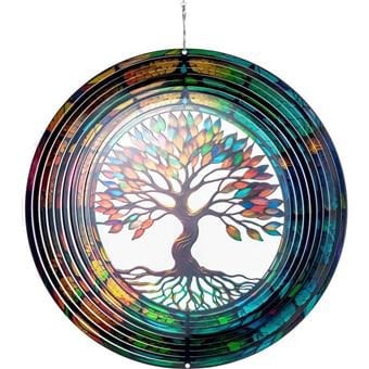 Windspinner Tree of Life 30 cm roestvrij staal veelkleurig