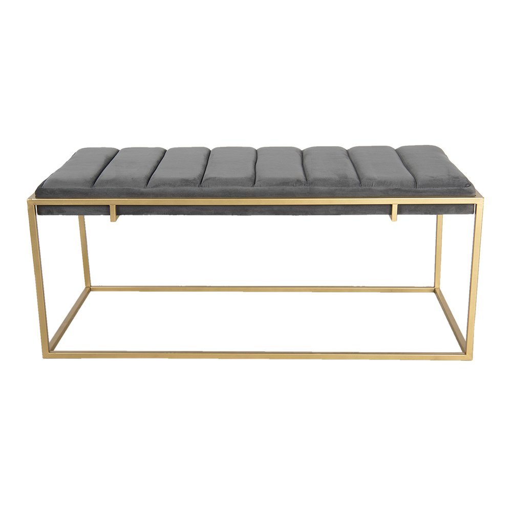 Hocker 110x50x46 cm grijs goud metaal