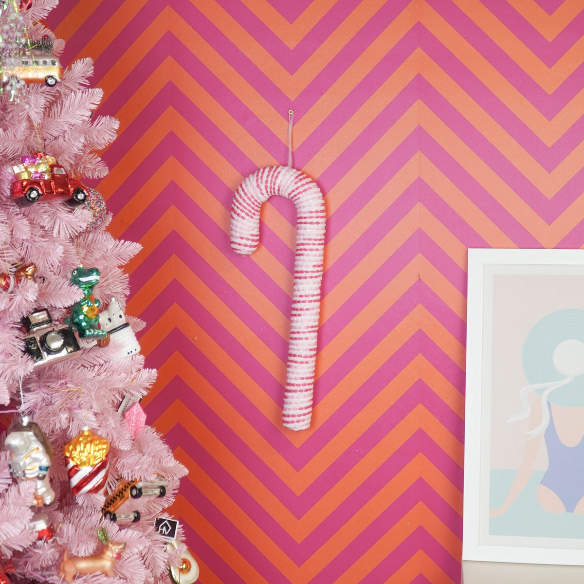 Decoration - Candy Cane - Foam - Pink - 52cm