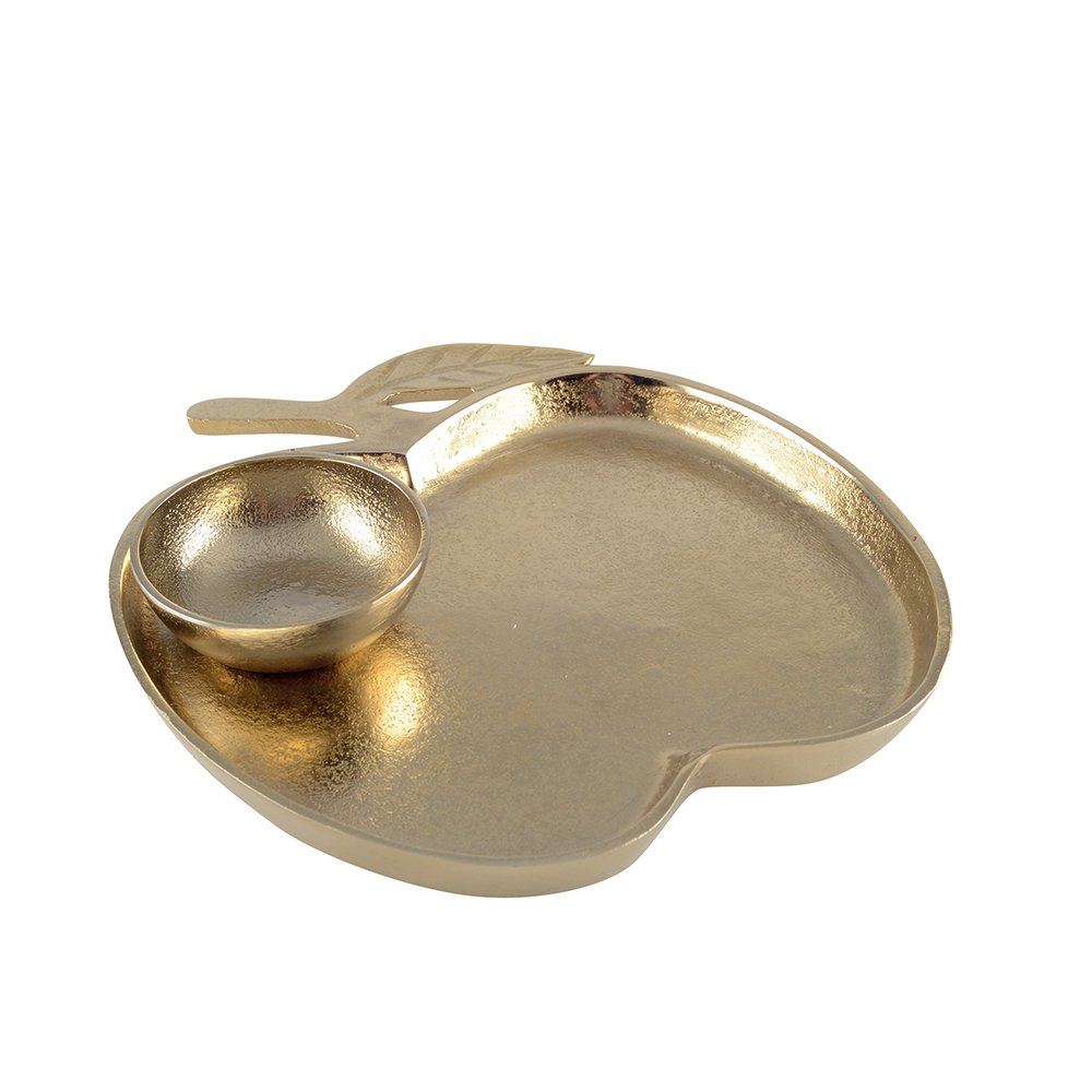Aluminium dienblad met beker 26,5x25,5x2 cm