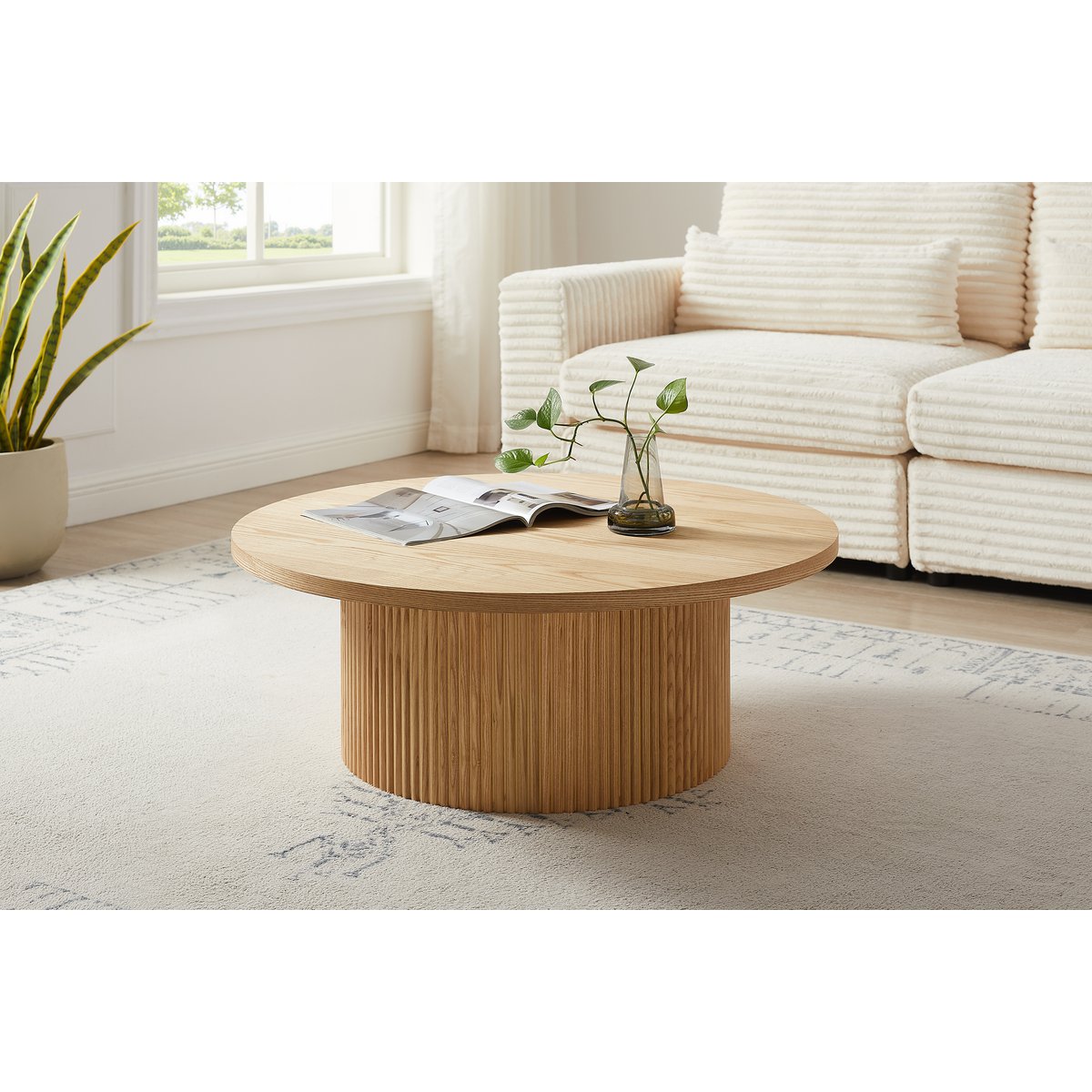 Salontafel Ø 85 cm ash fineer massief hout