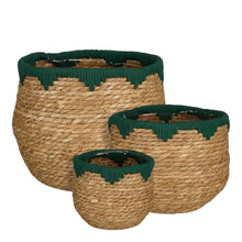 Plantenmand set van 3 H24xØ26 cm zeegras groen bruin