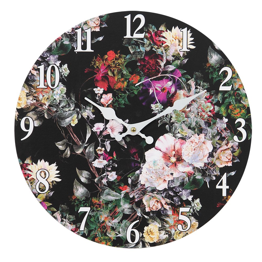 Wandklok 34 cm MDF zwart groen
