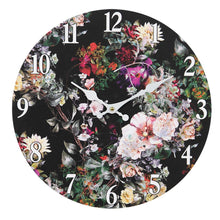 Wall Clock Ø 34 cm Black Green MDF Flowers Wall Clock