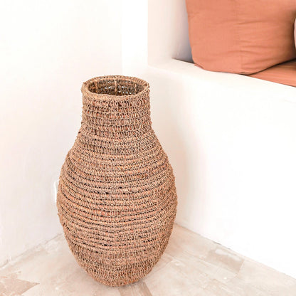 Vaas 56x30 cm bananenvezels raffia handgemaakt